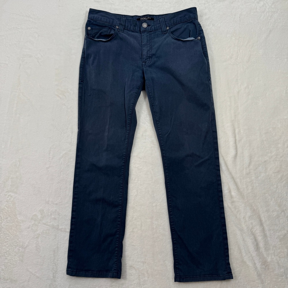 Fidelity Denim Pants Mens 31 Navy Blue Slim Straight Stretch Made in USA Chino